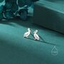 Pelican Bird Stud Earrings In Sterling Silver, thumbnail 6 of 12