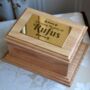 Personalised Dog Urn Pet Urn In Solid Oak With Engraved Brass Effect Plaque, thumbnail 1 of 4