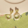 Hammered Heart Pearlescent Loop Dangle Earrings, thumbnail 1 of 2