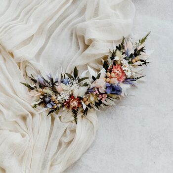 Ziggy Pastel Bridal Dried Flower Wedding Headpiece, 5 of 6