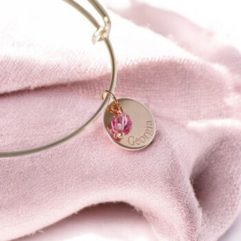 Personalised Disc Birthstone Bangle, 5 of 8