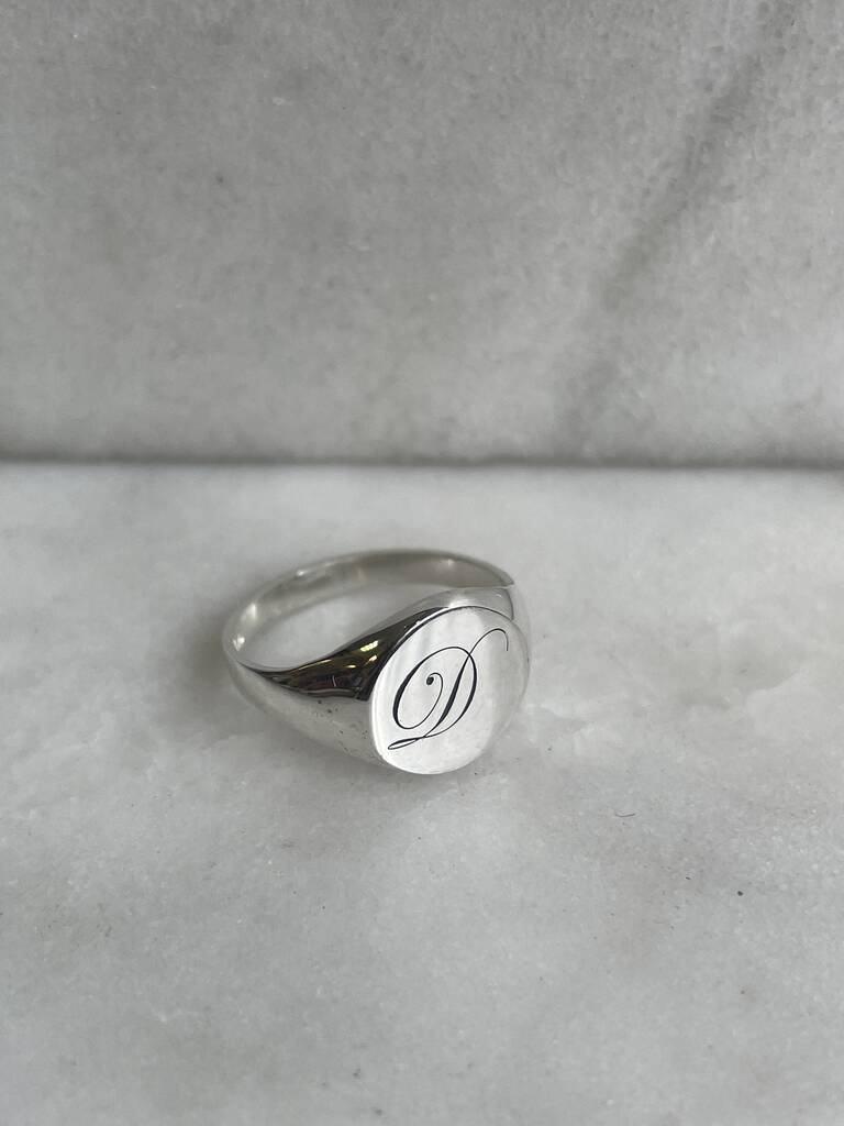 Personalised Edwardian Silver Round Signet Ring By Myia Bonner