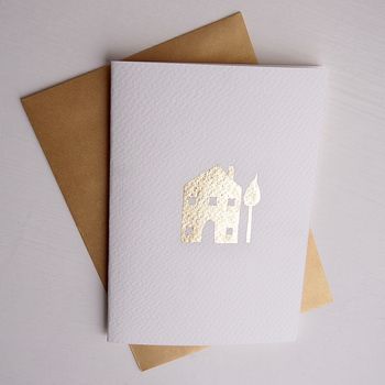Handmade Gold Leaf New Home House Card, 5 of 8