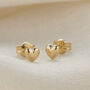 9ct Gold Heart Stud Earrings, thumbnail 4 of 6