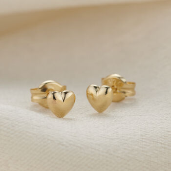 9ct Gold Heart Stud Earrings, 4 of 6