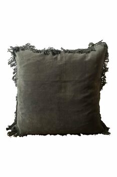 Velvet Cushion With Fringe Ash, 4 of 4