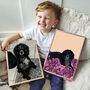 Pet Portrait With Flowers Custom Personalised Cat Dog, thumbnail 3 of 5