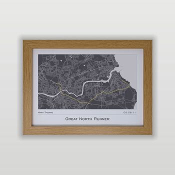Great North Run Route Map Personalised Runner Gift, 5 of 6