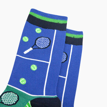 Tennis Court Bamboo Socks In Blue/Green, 2 of 3