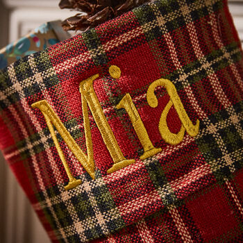 Personalised Tartan Mistletoe Christmas Stocking, 3 of 8