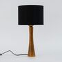 Walnut Wood Table Lamp, Vintage Linen Lampshade Lamp, thumbnail 6 of 10