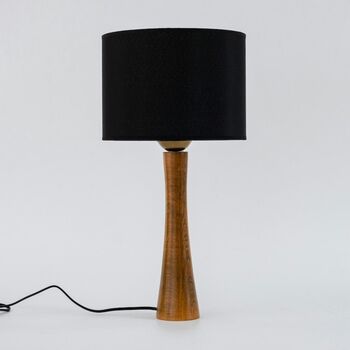 Walnut Wood Table Lamp, Vintage Linen Lampshade Lamp, 6 of 10