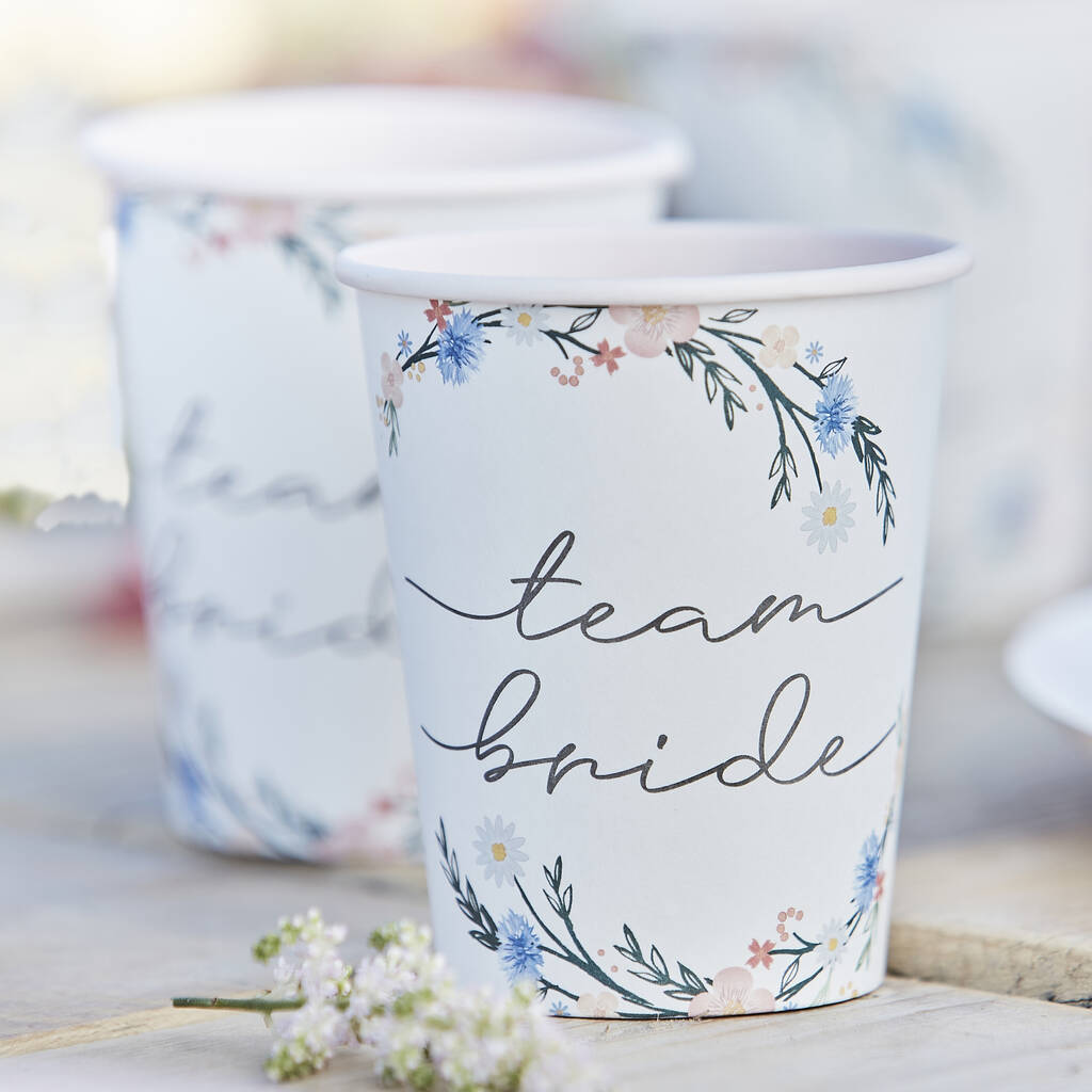 Boho Floral Team Bride Hen Party Cups, 1 of 3