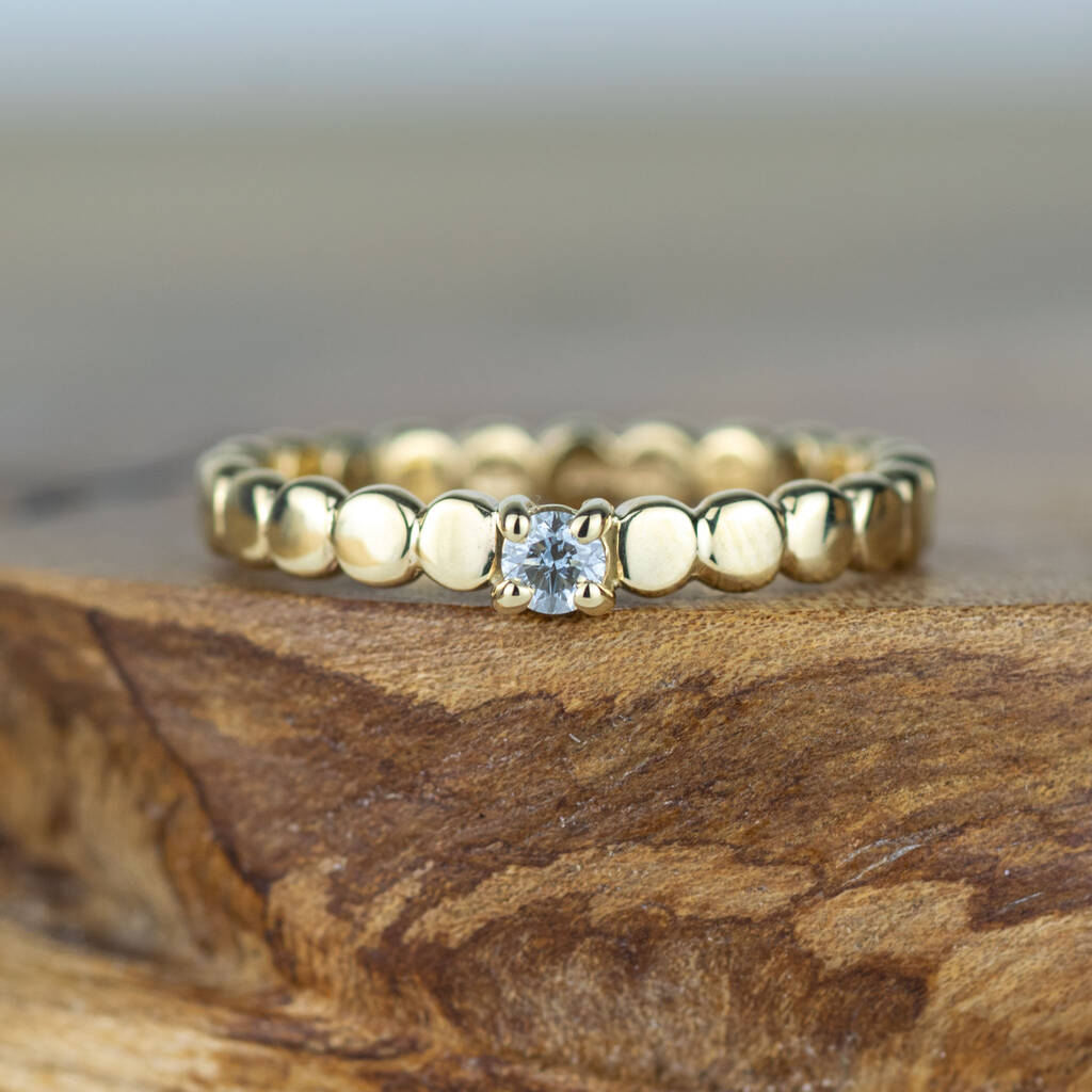 Pebble Solid Gold Diamond Engagement Ring, 1 of 10