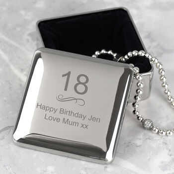Personalised Birthday Age Silver Square Trinket Box 18th 21st 30th, 3 of 6