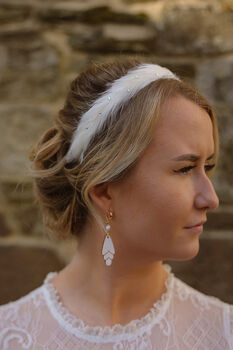 Ivory Bridal Feather And Crystal Headband 'Marina', 2 of 11