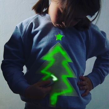 Xmas Tree Glow In The Dark Interactive Sweatshirt, 2 of 6