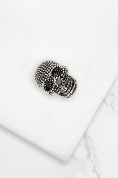 Skull Cufflinks In Black And Silver, 2 of 2