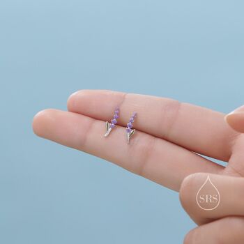 Sterling Silver Super Tiny Sterling Silver Lavender Stud Earrings, 4 of 12
