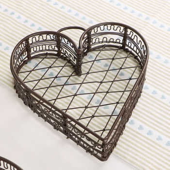 Set Of Two Vintage Heart Wire Coffee Table Trays, 5 of 6