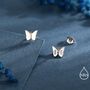 Sterling Silver Small Pair Butterfly Stud Earrings, thumbnail 2 of 12