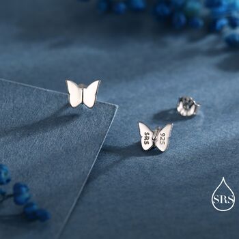 Sterling Silver Small Pair Butterfly Stud Earrings, 2 of 12