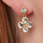 Blue Topaz Clover Gold Plated Silver Stud Earrings, thumbnail 1 of 7