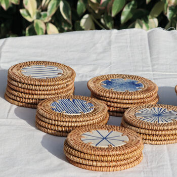 Handmade Ceramic And Rattan Coaster, 10 of 11