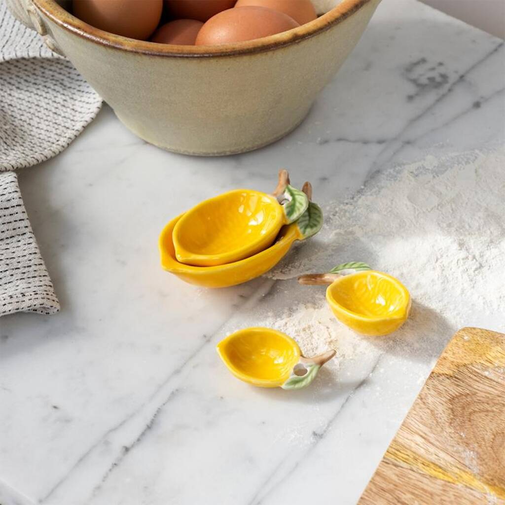 Set Of Four Ceramic Lemon Measuring Spoons, 1 of 5