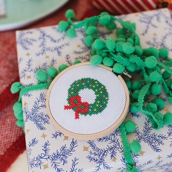 Christmas Wreath Cross Stitch Kit, 2 of 10