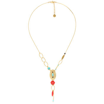 Long Gold Plated Necklace With Turquoise Stone, 3 of 3