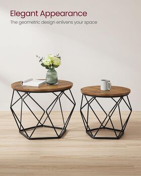 Set Of Two Round Coffee Tables With Steel Frame, 5 of 12