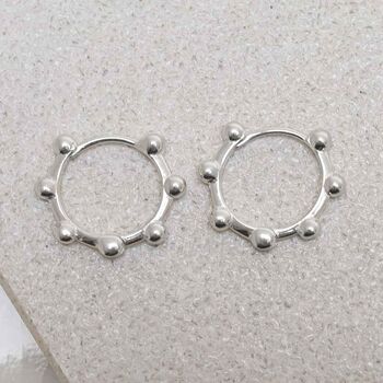 Sterling Silver Satellite Mini Hoops, 4 of 6