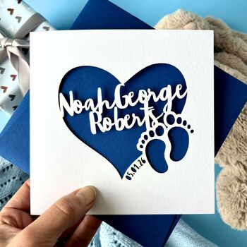 Papercut Heart Personalised New Baby Card, 2 of 5