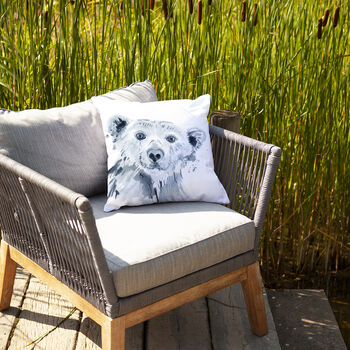 Inky Polar Bear Outdoor Cushion For Garden Furniture, 2 of 8