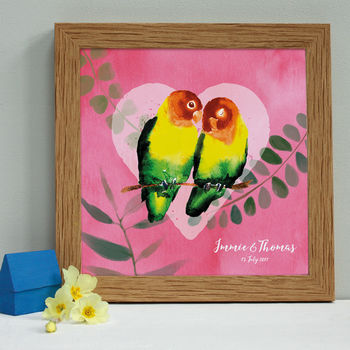 Personalised Engagement Lovebirds Framed Print, 4 of 8