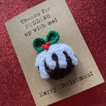 Pudding Crochet Christmas Card Handmade, 5 of 8