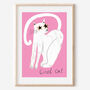 'Cool Cat' Pink Cat Illustration Art Print, thumbnail 1 of 3