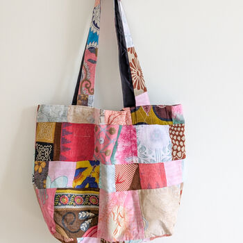 Large Colourful Sari Patchwork Cotton Tote Bags, Fair Trade, 2 of 8