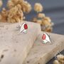Sterling Silver Dainty Enamel Robin Bird Stud Earrings, thumbnail 3 of 11
