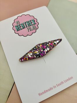 Purple, Gold And White Glitter Resin Hair Clip / Shimmer Barrette / Fashion Hair Accessory./ Geometric Statement Slide / Gift For Friend, 2 of 5