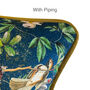 Luxury Super Soft Velvet Cushion Wild Rose Birds Blue Optional Piping, thumbnail 2 of 6