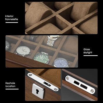 12 Grids Wooden Watch Storage Box Case, 3 of 6
