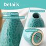 Set Of Three Glazed Blue Green Ceramic Flower Vase, thumbnail 3 of 5