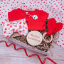 Girls Red Romper Baby Valentines Outfit, thumbnail 2 of 5