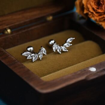 Marquise Cz Cluster Screwback Earrings, 5 of 11