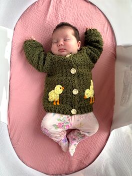 Personalised Baby Name Cardigan With Chicks, 3 of 12