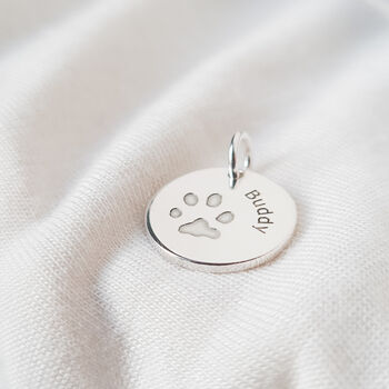 Personalised Round Pet Paw Print Charm, 2 of 7