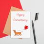 Cute Dachshund With Heart Balloon Anniversary Card, thumbnail 2 of 2