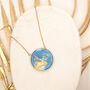 Round Blue And Gold Foil Pendant Necklace Planet Earth, thumbnail 1 of 4
